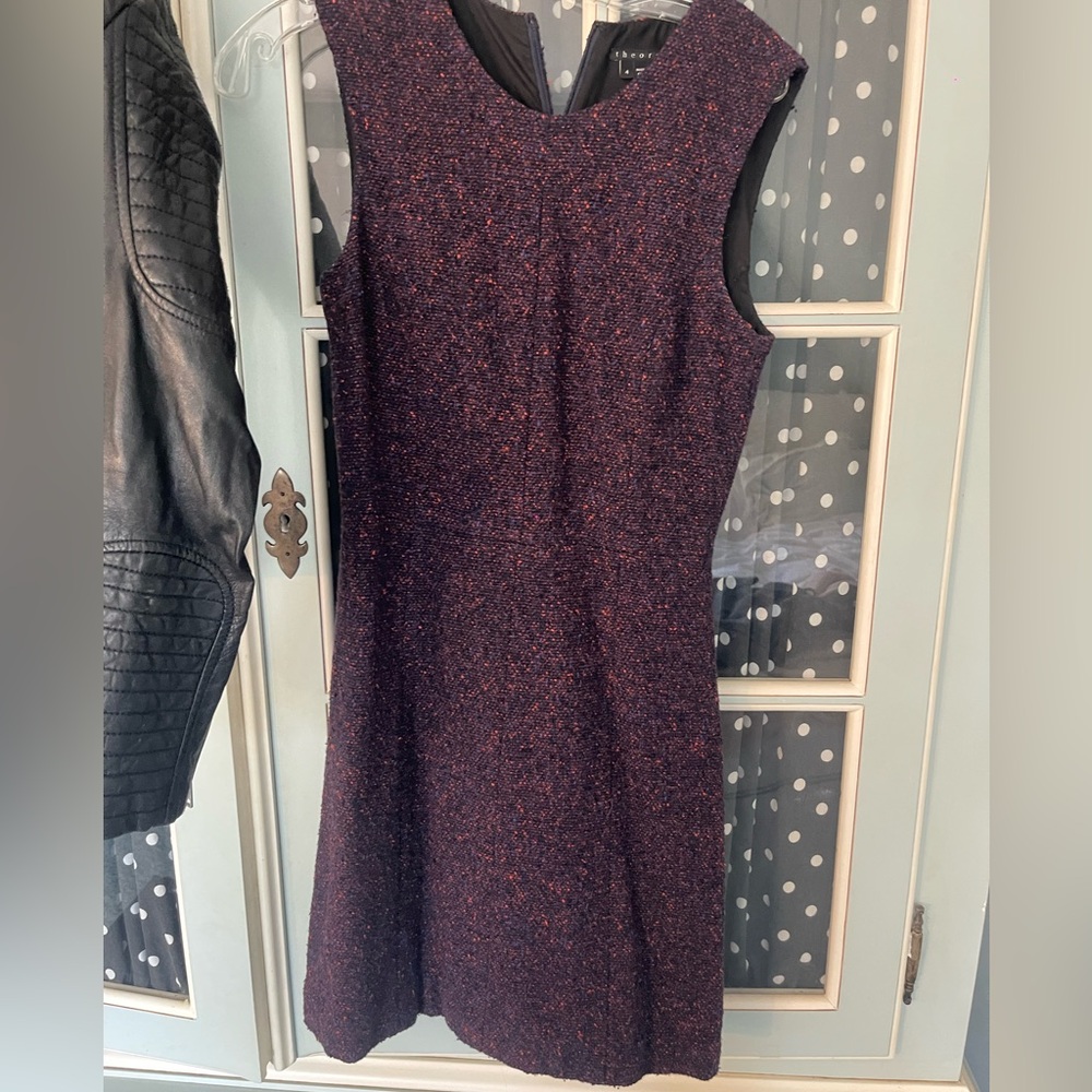 Theory Navy and Red Tweed dress